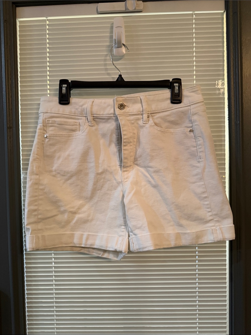 White House Black Market White Roll-Cuff Denim Shorts
